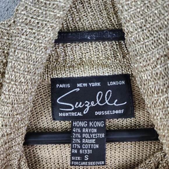 Womens Metallic Gold Suzelle Sweater Long Sleeves & Ribbed Cuffs Turtle Neck S - Picture 6 of 10